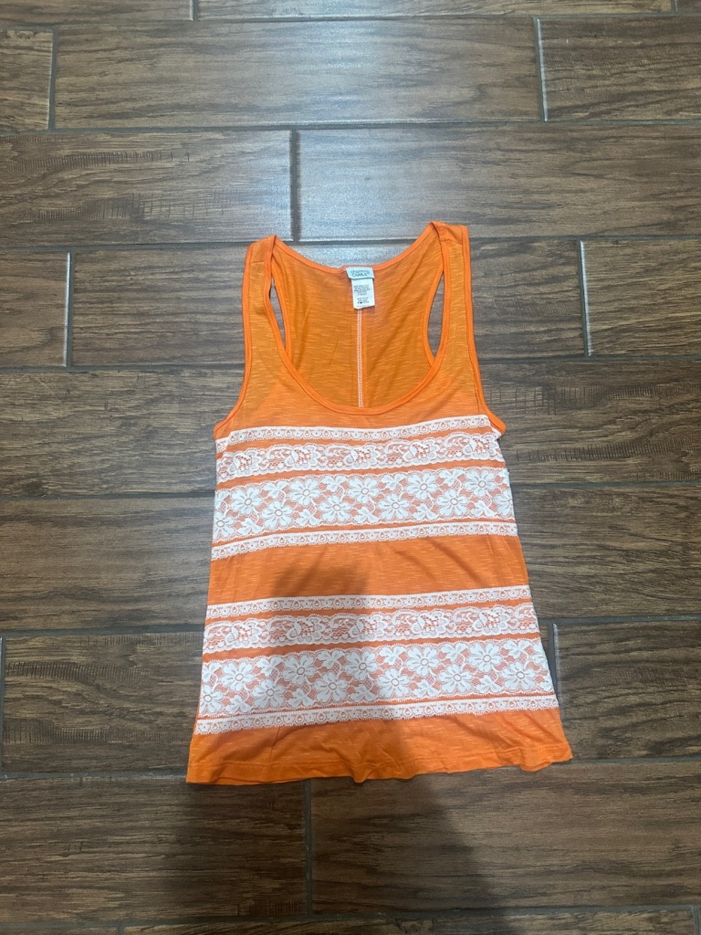 Orange lace tank top size small